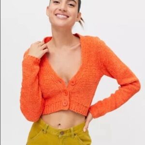 Urban Outfitters Orange Dina Texture Cardigan. NEW